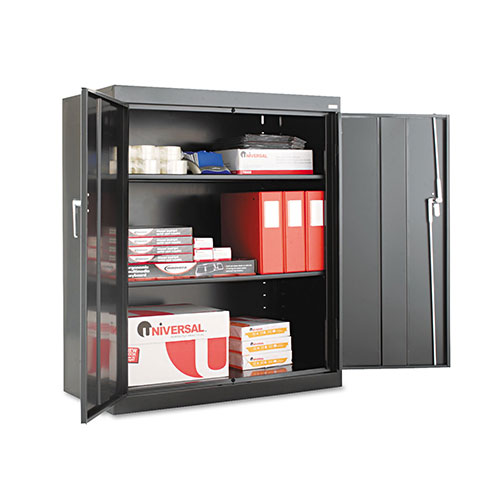 Alera Assembled 42" High Storage Cabinet, w/Adjustable Shelves, 36w x 18d, Black