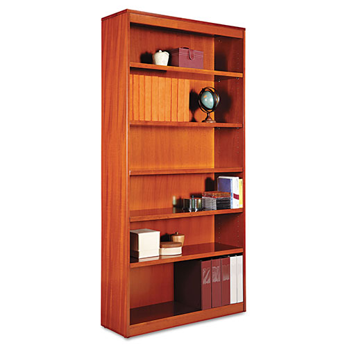 Alera Square Corner Wood Bookcase, Six-Shelf, 35.63