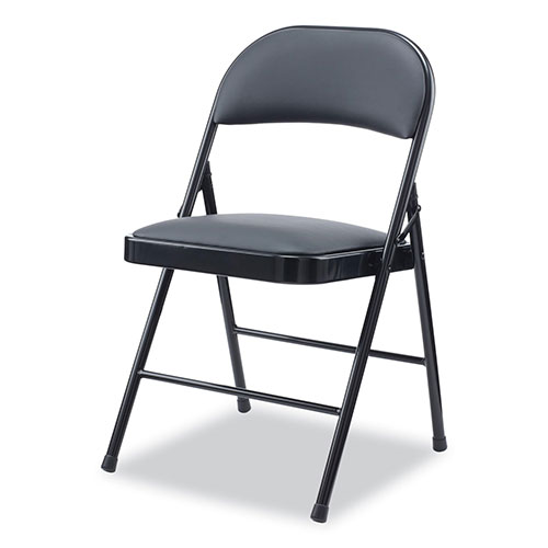 Alera Alera PU Padded Folding Chair, Supports Up to 250 lb, Black Seat/Back, Black Base, 4/Carton