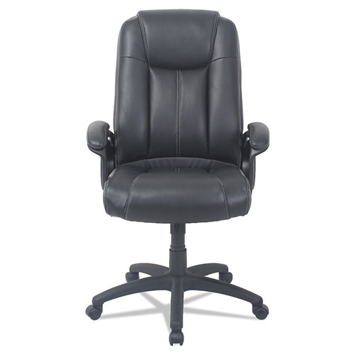 Alera CC Series Executive High Back Leather Chair, Supports up to 275 lbs., Black Seat/Black Back, Black Base