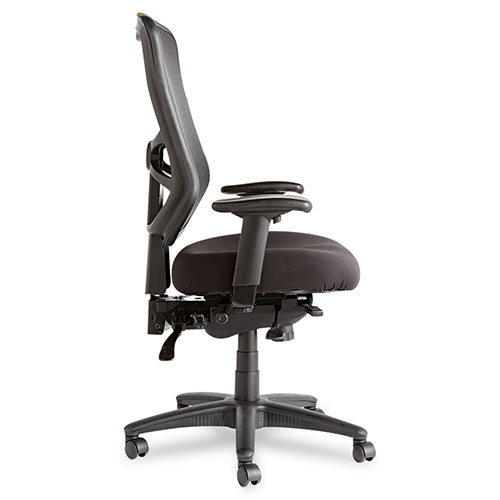 Alera Elusion Series Mesh High-Back Multifunction Chair, Supports up to 275 lbs, Black Seat/Black Back, Black Base