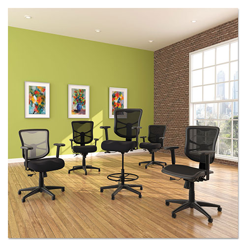 Alera Elusion Series Mesh Mid-Back Multifunction Chair, Supports up to 275 lbs, Black Seat/Black Back, Black Base