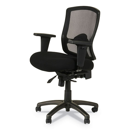Alera Etros Series Mesh Mid-Back Petite Multifunction Chair, Supports up to 275 lbs, Black Seat/Black Back, Black Base