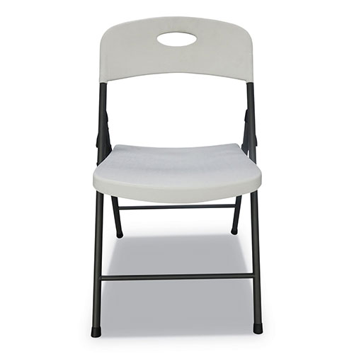 Alera Molded Resin Folding Chair, White Seat/White Back, Dark Gray Base, 4/Carton