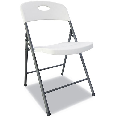 Alera Molded Resin Folding Chair, White Seat/White Back, Dark Gray Base, 4/Carton