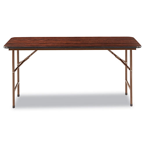 Alera Wood Folding Table, Rectangular, 59 7/8w x 17 3/4d x 29 1/8h, Mahogany
