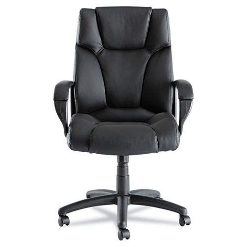 Alera Fraze Executive High-Back Swivel/Tilt Leather Chair, Supports up to 275 lbs, Black Seat/Black Back, Black Base