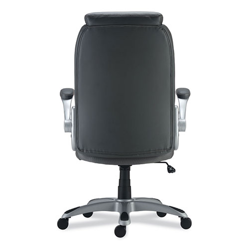 Alera Alera Leithen Bonded Leather Midback Chair, Supports Up to 275 lb, Gray Seat/Back, Silver Base