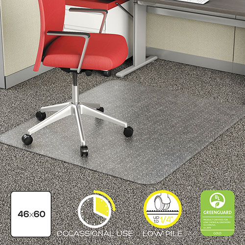 Alera Occasional Use Studded Chair Mat for Flat Pile Carpet, 46 x 60, Rectangular, Clear