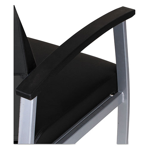 Alera metaLounge Series High-Back Guest Chair, 24.6'' x 26.96'' x 42.91'', Black Seat/Black Back, Silver Base