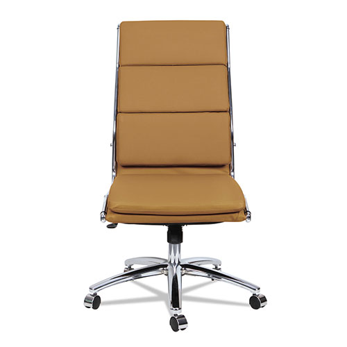 Alera Neratoli High-Back Slim Profile Chair, Supports up to 275 lbs, Camel Seat/Camel Back, Chrome Base