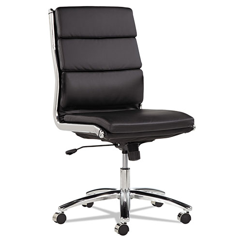 Alera Neratoli Mid-Back Slim Profile Chair, Supports up to 275 lbs, Black Seat/Black Back, Chrome Base