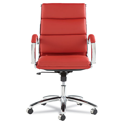 Alera Neratoli Mid-Back Slim Profile Chair, Supports up to 275 lbs, Red Seat/Red Back, Chrome Base