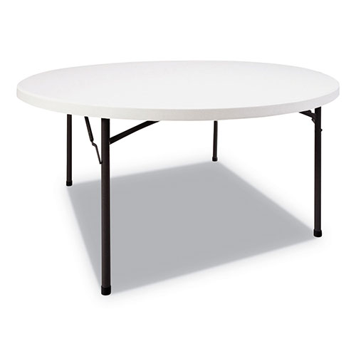 Alera Round Plastic Folding Table, 60 Dia x 29 1/4h, White