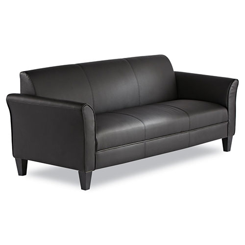 Alera Reception Lounge Furniture, 3-Cushion Sofa, 77w x 31.5d x 32h, Black