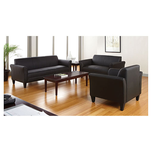 Alera Reception Lounge Sofa Series Club Chair, 35.43'' x 30.70'' x 32.28'', Black Seat/Black Back, Black Base