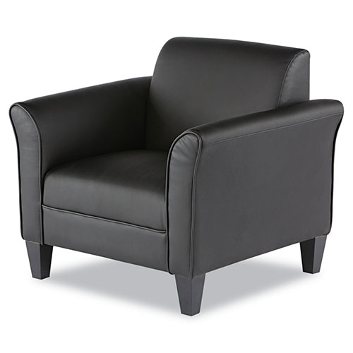 Alera Reception Lounge Sofa Series Club Chair, 35.43'' x 30.70'' x 32.28'', Black Seat/Black Back, Black Base