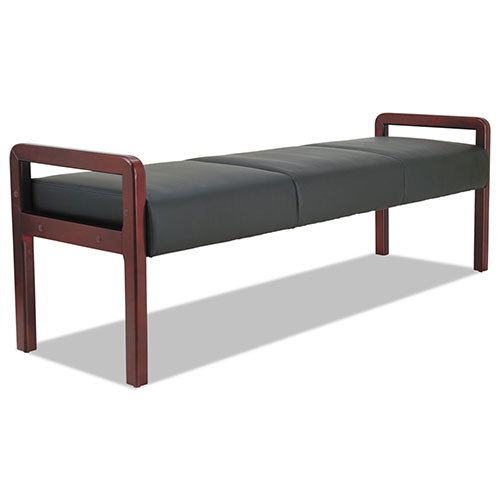 Alera Reception Lounge WL Series Bench, 65.75w x 22.25d x 22.88h, Black/Mahogany