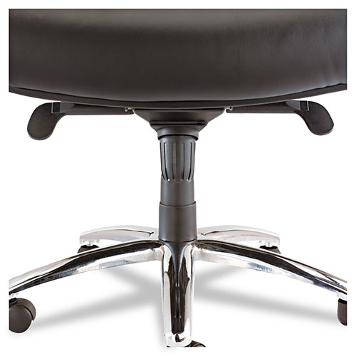 Alera Ravino Big and Tall Series High-Back Swivel/Tilt Leather Chair, Supports up to 450 lbs, Black Seat/Back, Chrome Base