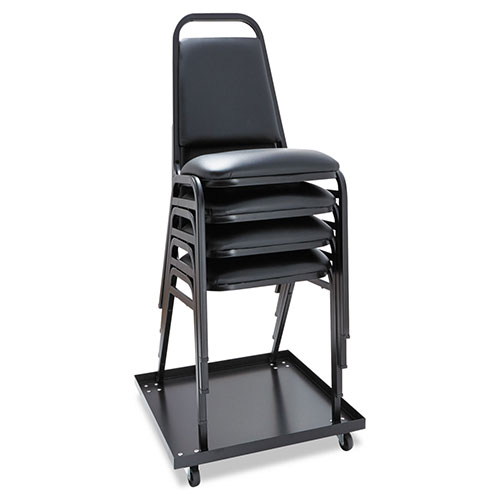 Alera Padded Steel Stacking Chair, Black Seat/Black Back, Black Base, 4/Carton