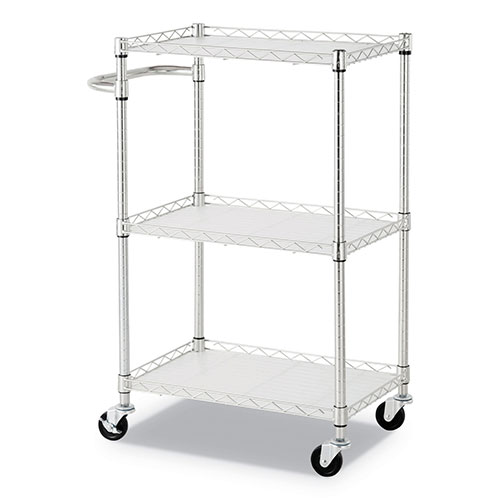 Alera 3-Shelf Wire Cart with Liners, 24w x 16d x 39h, Silver, 500-lb Capacity