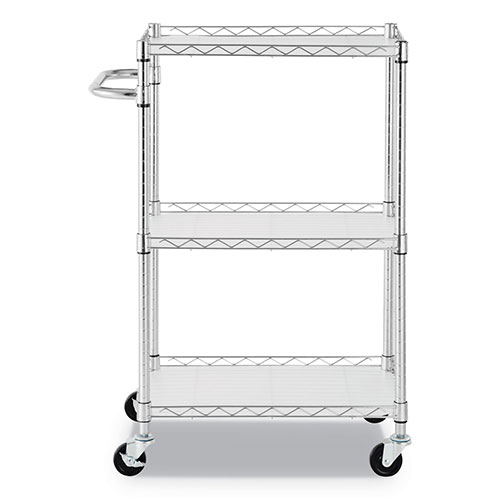 Alera 3-Shelf Wire Cart with Liners, 24w x 16d x 39h, Silver, 500-lb Capacity