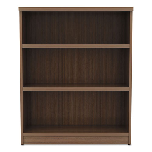 Alera Valencia Series Bookcase, Three-Shelf, 31 3/4w x 14d x 39 3/8h, Mod Walnut