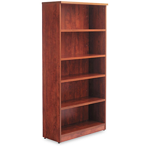 Alera Valencia Series Bookcase, Five-Shelf, 31 3/4w x 14d x 64 3/4h, Medium Cherry