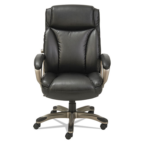 Alera Veon Series Executive High-Back Leather Chair, Supports up to 275 lbs, Black Seat/Black Back, Graphite Base