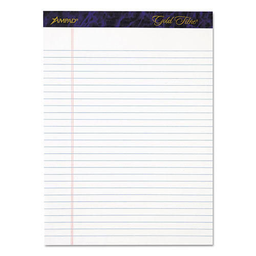 Ampad Gold Fibre Writing Pads, Wide/Legal Rule, 50 White 8.5 x 11.75 Sheets, 4/Pack