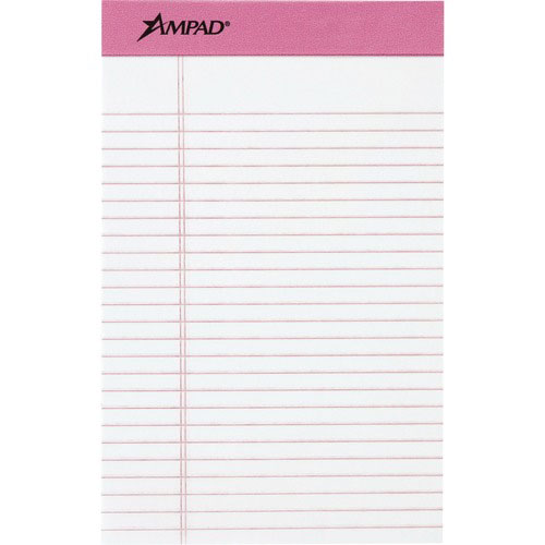Ampad Breast Cancer Awareness Perforated Pads, Jr. Legal Size, 50 Sheets/Pad