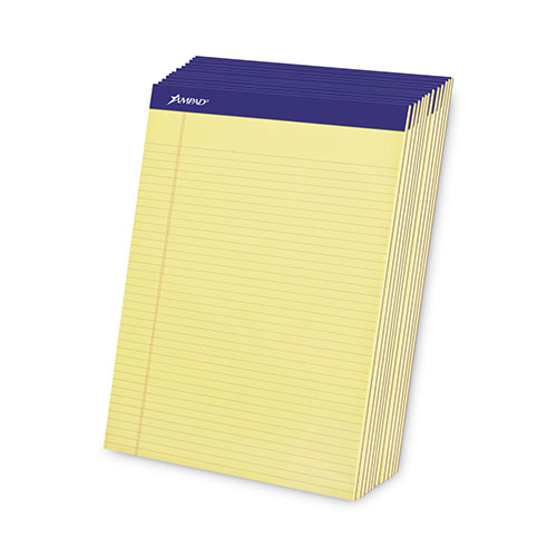 Ampad Perforated Writing Pads, Narrow Rule, 50 Canary-Yellow 8.5 x 11.75 Sheets, Dozen