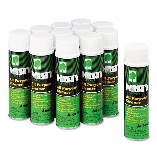 Misty Green All-Purpose Cleaner, Citrus Scent, 19oz Aerosol, 12/Carton