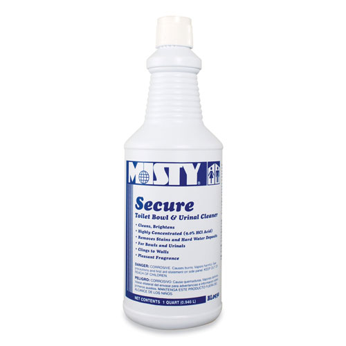 Misty Secure Hydrochloric Acid Bowl Cleaner, Mint Scent, 32oz Bottle, 12/Carton
