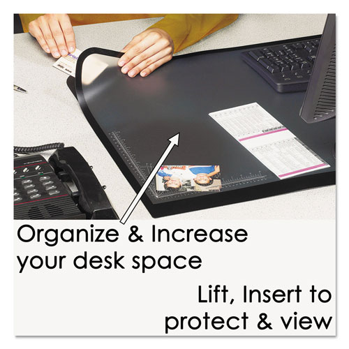 Artistic Office Products Lift-Top Pad Desktop Organizer with Clear Overlay, 31 x 20, Black