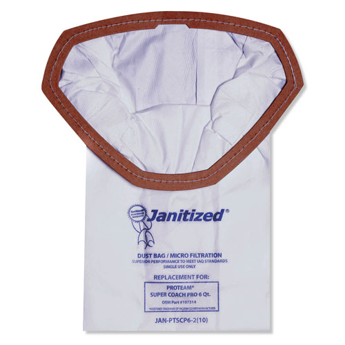 Janitized Vacuum Filter Bags Designed to Fit ProTeam Super Coach Pro 6/GoFree Pro, 100/CT