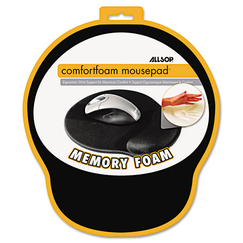 Allsop MousePad Pro Memory Foam Mouse Pad with Wrist Rest, 9 x 10 x 1, Black