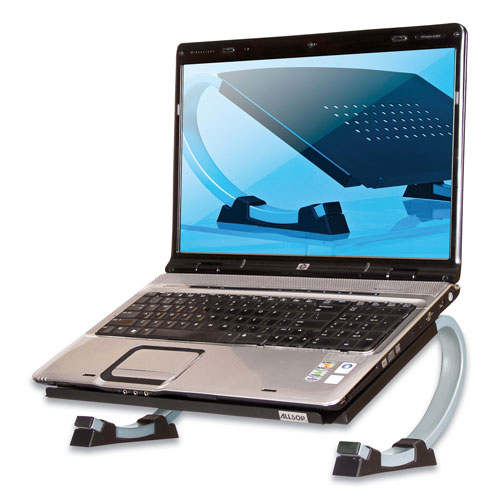 Allsop Adjustable Curve Notebook Stand, 15 x 11 1/2 x 6, Black/Silver