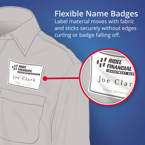 Avery Flexible Adhesive Name Badge Labels, 3.38 x 2.33, White, 400/Box
