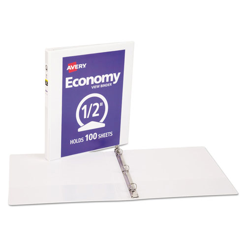 Avery Economy View Binder with Round Rings , 3 Rings, 0.5