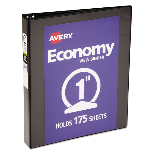 Avery Economy View Binder with Round Rings , 3 Rings, 1" Capacity, 11 x 8.5, Black