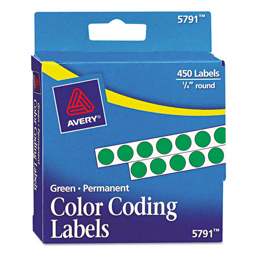 Avery Handwrite-Only Self-Adhesive Removable Round Color-Coding Labels in Dispensers, 0.25