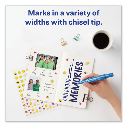 Avery MARKS A LOT Regular Desk-Style Permanent Marker, Broad Chisel Tip, Blue, Dozen