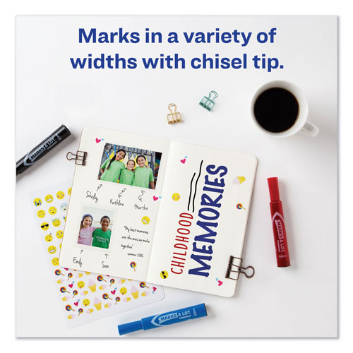 Avery MARKS A LOT Regular Desk-Style Permanent Marker, Broad Chisel Tip, Assorted Colors, 4/Set