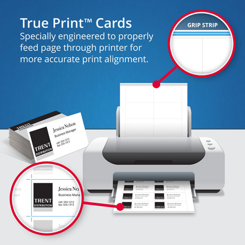 Avery Linen Texture True Print Business Cards, Inkjet, 2 x 3 1/2, Linen White, 200/Pk