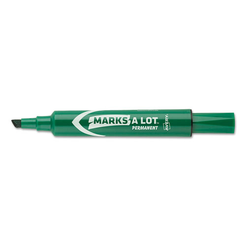 Avery MARKS A LOT Large Desk-Style Permanent Marker, Broad Chisel Tip, Green, Dozen
