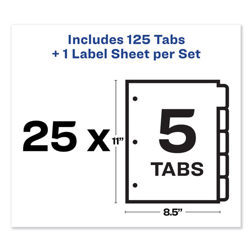 Avery Print and Apply Index Maker Clear Label Dividers, 5 Color Tabs, Letter, 25 Sets