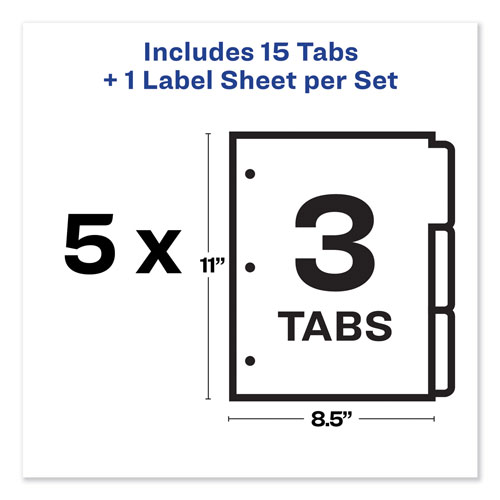 Avery Print and Apply Index Maker Clear Label Dividers, 3 White Tabs, Letter, 5 Sets