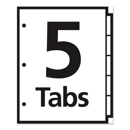 Avery Table 'n Tabs Dividers, 5-Tab, 1 to 5, 11 x 8.5, White, 1 Set