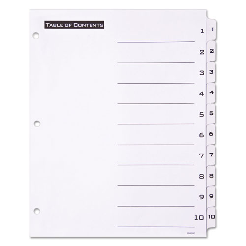 Avery Table 'n Tabs Dividers, 10-Tab, 1 to 10, 11 x 8.5, White, 1 Set